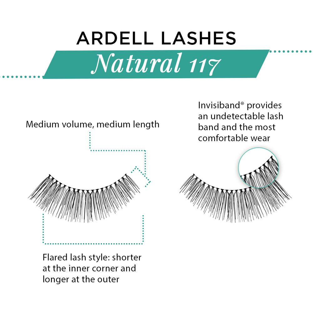 Ardell 117 Invisiband lashes blend invisibly for comfortable all-day wear.