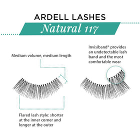 Ardell 117 Invisiband lashes blend invisibly for comfortable all-day wear.
