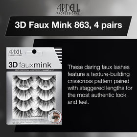 Ardell 3D Faux Mink 863 ultra-lightweight band ensures comfy all-day wear.