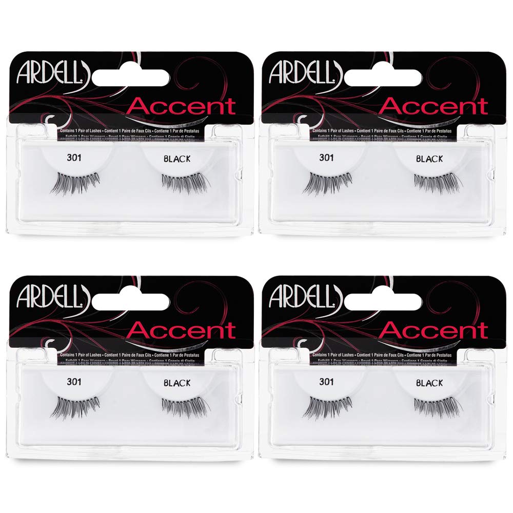 Ardell Accent Half Lashes 301 deliver a natural cat-eye look with wispy detailing.