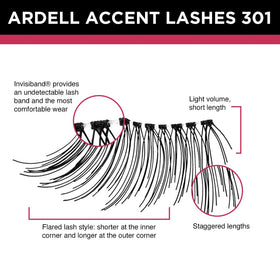 Ardell Accent Half Lashes 301 outer corner lift for open-eyed appeal.