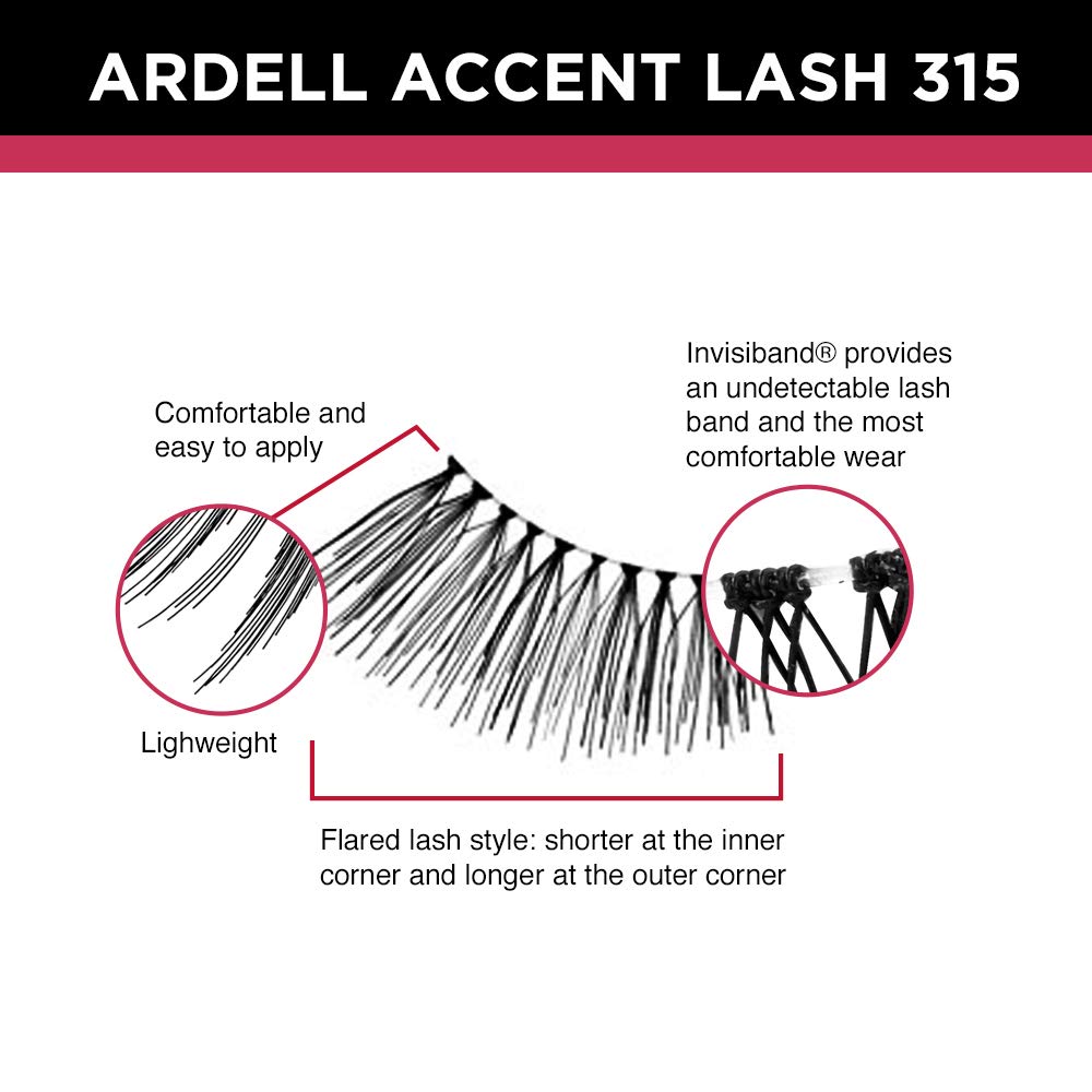 Ardell Accent Lashes 315 full eye view showing balanced length and lift.