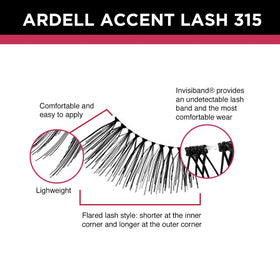 Ardell Accent Lashes 315 full eye view showing balanced length and lift.