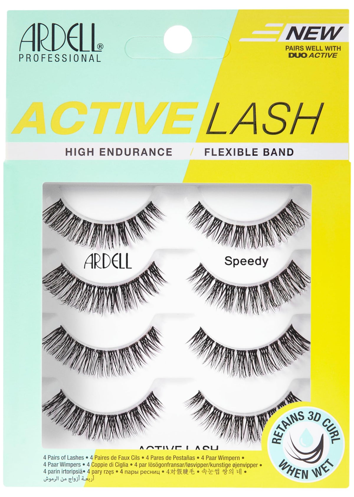 Ardell Active Lash Speedy strip lashes water-resistant for workouts and daily wear.