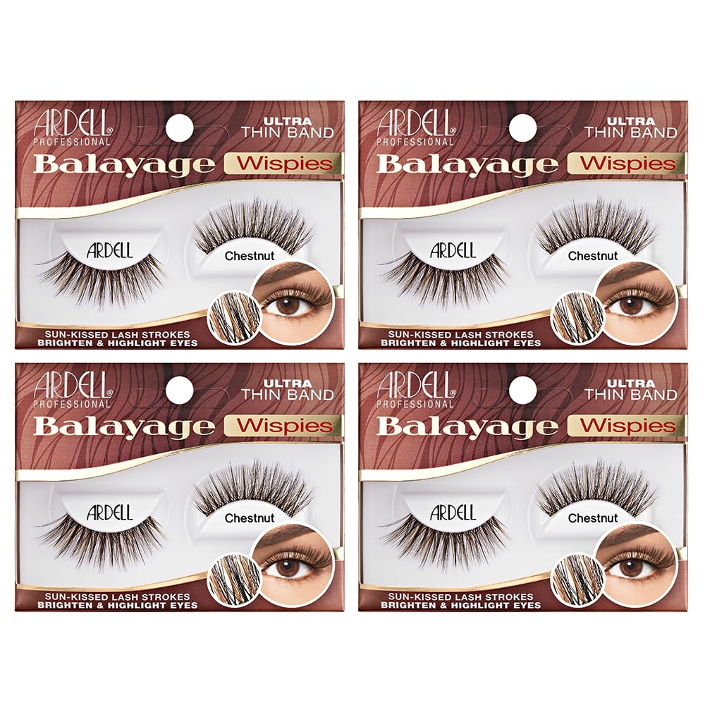 Ardell Balayage Wispies Chestnut 4-pack front view for natural sun-kissed lashes