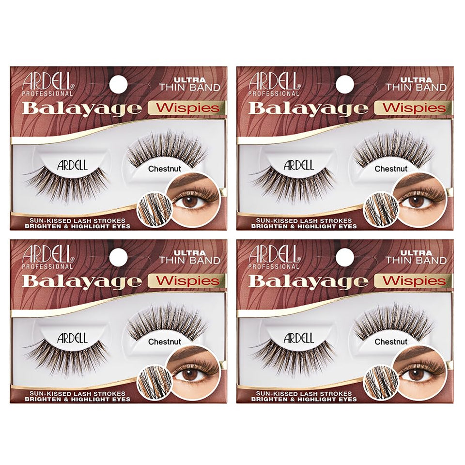 Ardell Balayage Wispies Chestnut 4-pack front view for natural sun-kissed lashes