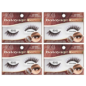 Ardell Balayage Wispies Chocolate 4-pack in packaging displays the product set.