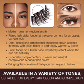 Ardell Balayage Wispies Chocolate close view highlights crisscross detailing.