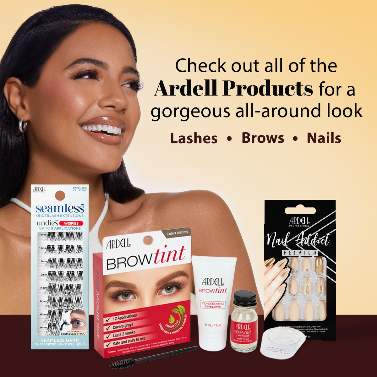Ardell Balayage Wispies Chocolate packaging and inserts shown for easy shopping.