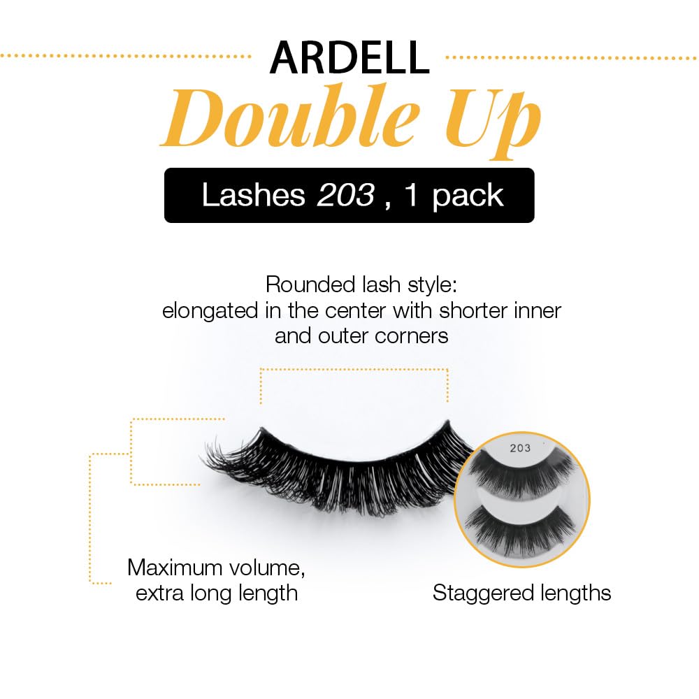 Ardell Double Up 203 packaging tray image highlights reusable lashes.