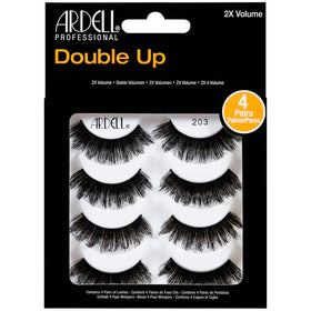 Ardell Double Up 203 strip lashes offer dramatic volume for bold eyes.