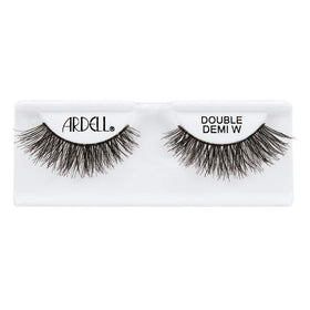 Ardell Double Up Demi Wispies strip application demonstrates bold lashes for evening drama.