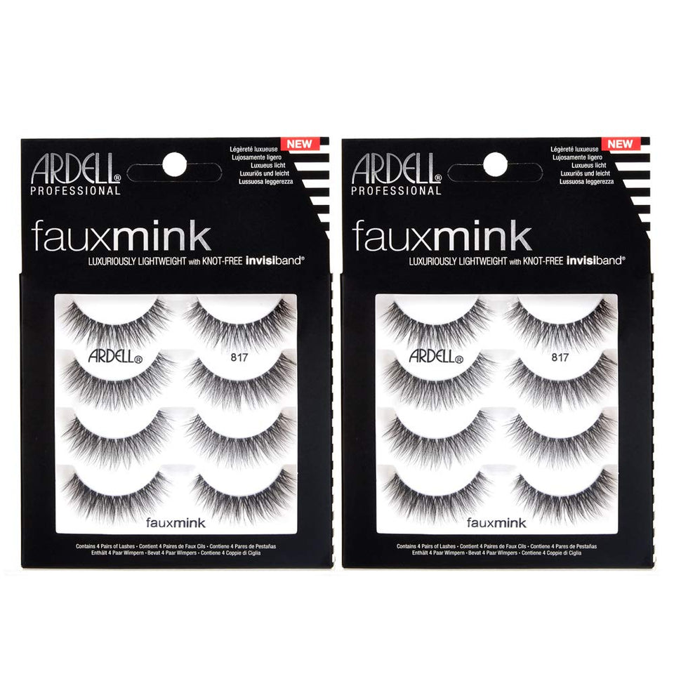 Ardell Faux Mink 817 lashes with crisscross texture for natural fullness.