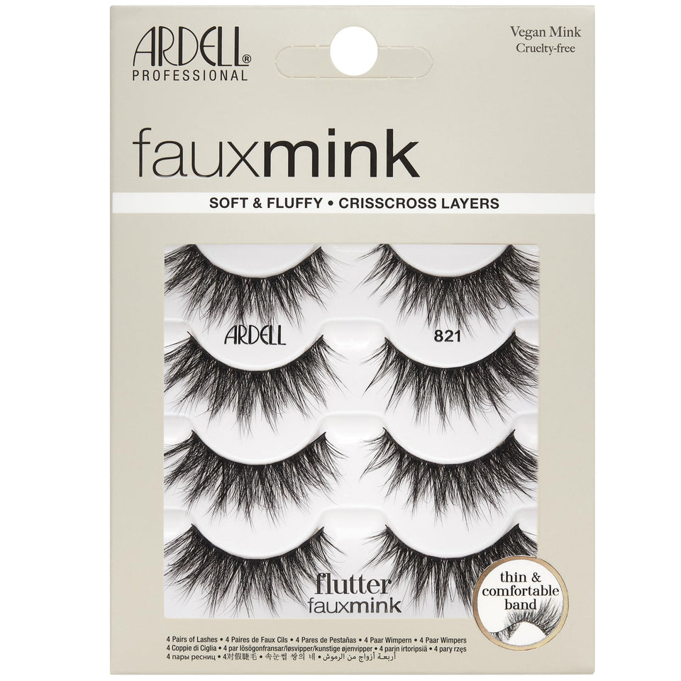 Ardell Faux Mink Lashes Flutter 821—soft, fluffy lashes that blend naturally with your own lashes
