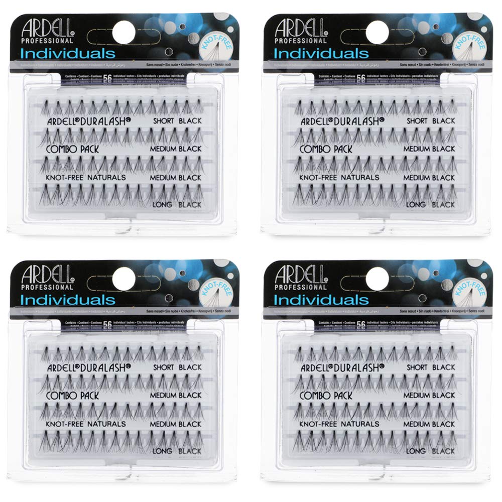 Ardell individual lashes combo black four-pack for customizable, natural-looking enhancement.