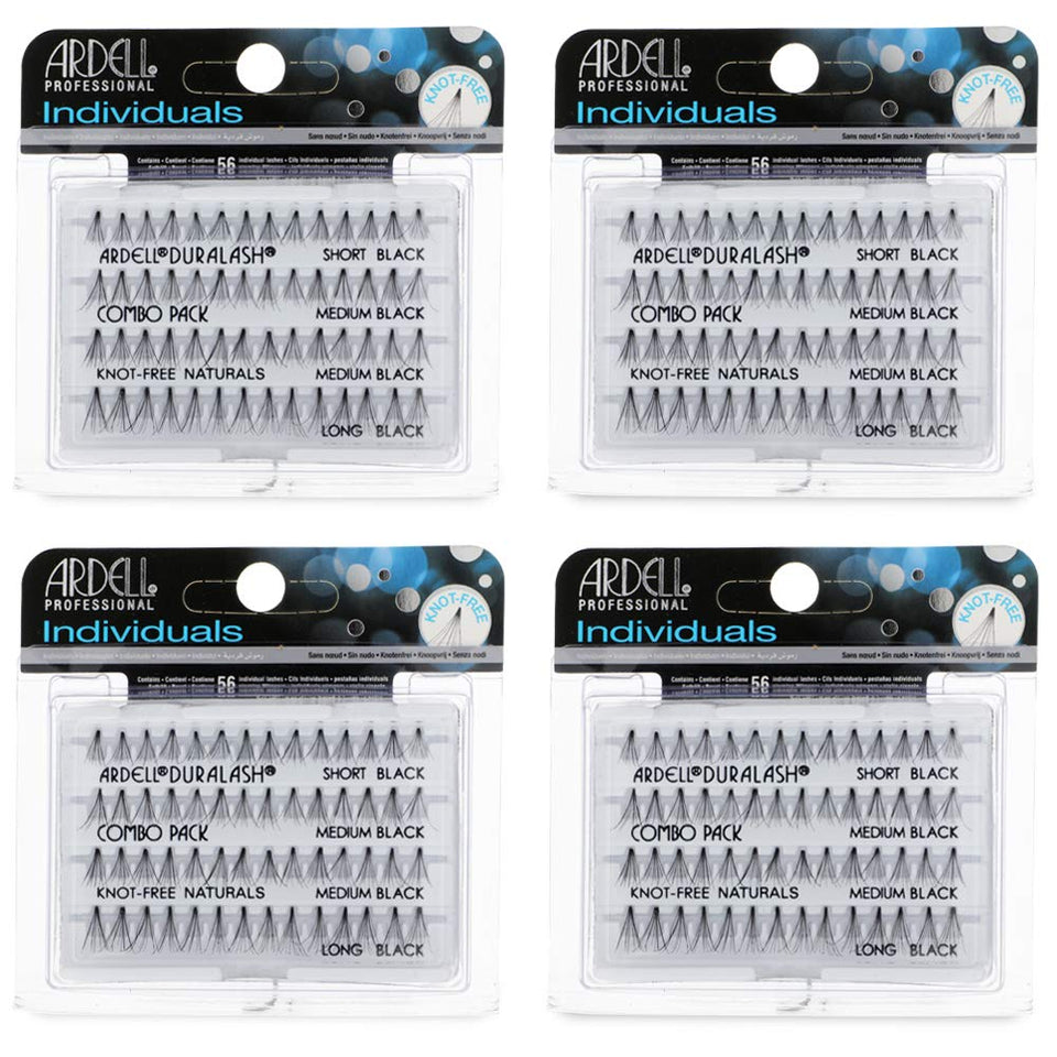 Ardell individual lashes combo black four-pack for customizable, natural-looking enhancement.