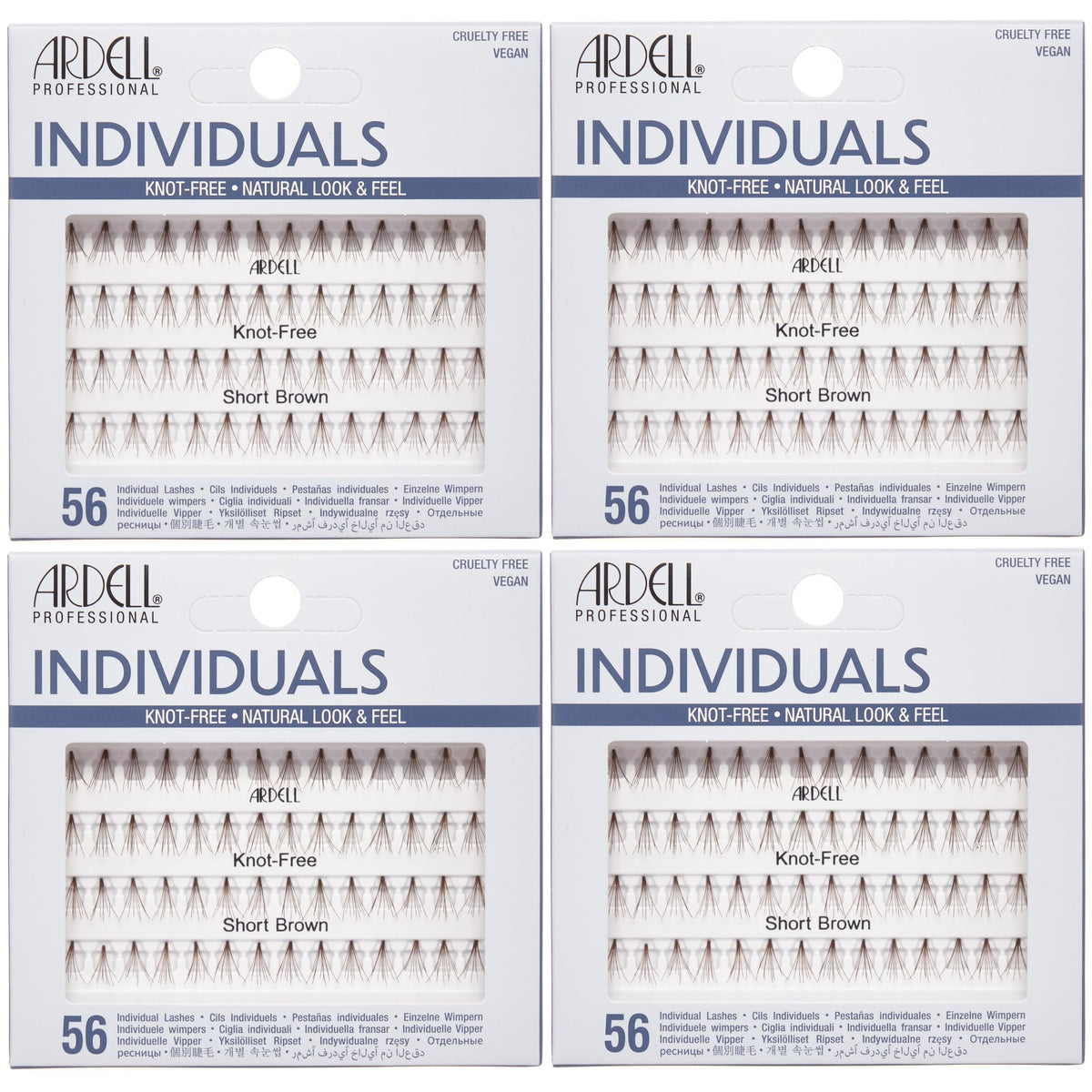 Ardell Individual Lashes short brown clusters close-up for natural look