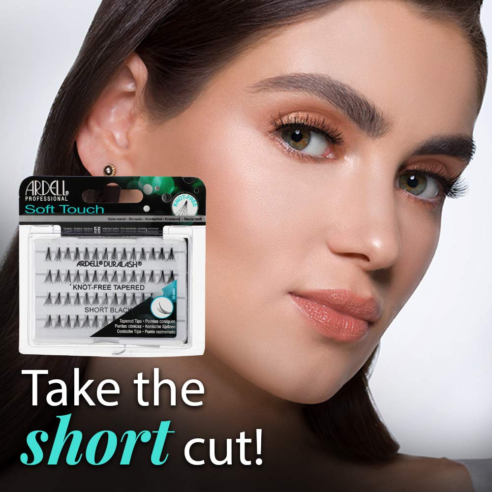 Ardell knot-free individual clusters blend with natural lashes for seamless look.