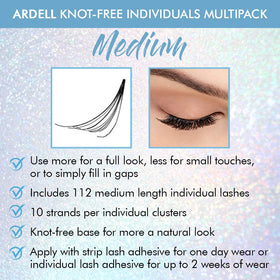 Ardell knot-free medium black lashes complement all eye shapes with a natural look.