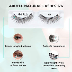 Ardell Lashes 174 rounded center curl creates a wide-eyed look.
