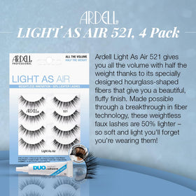 Ardell Light As Air 521 lashes closeup fibers, whisper-soft texture for a seamless finish