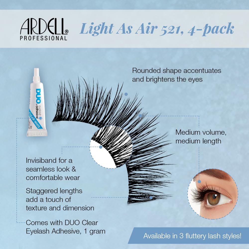 Ardell Light As Air 521 lashes invisiband seamless, comfortable wear for all-day use