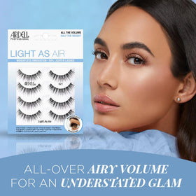 Ardell Light As Air 521 lashes on eye, natural look with rounded shape brightening the eye