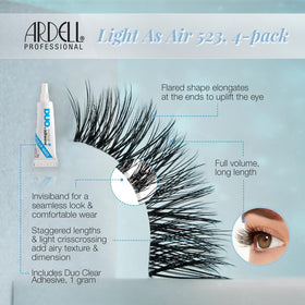 Ardell Light As Air 523 lashes with flared ends to lift the eye