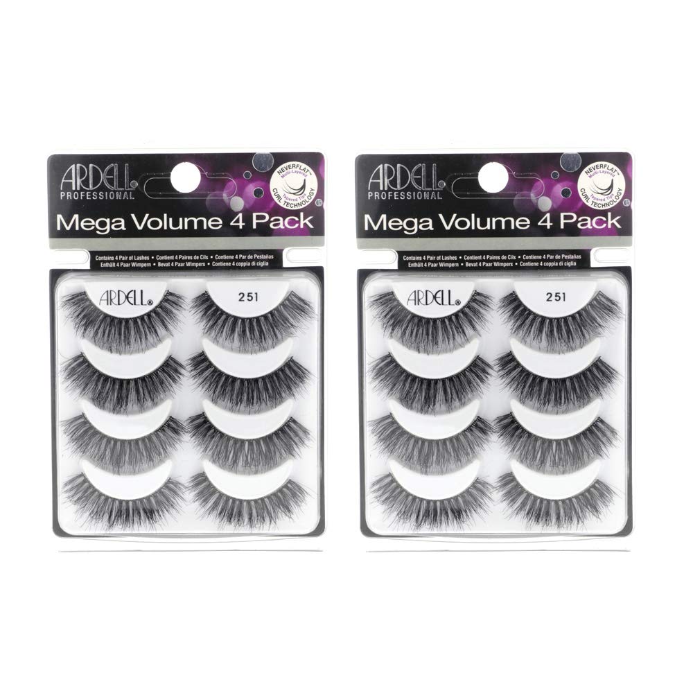 Ardell Mega Volume 251 lashes on a full-strip for dramatic, eye-brightening definition.