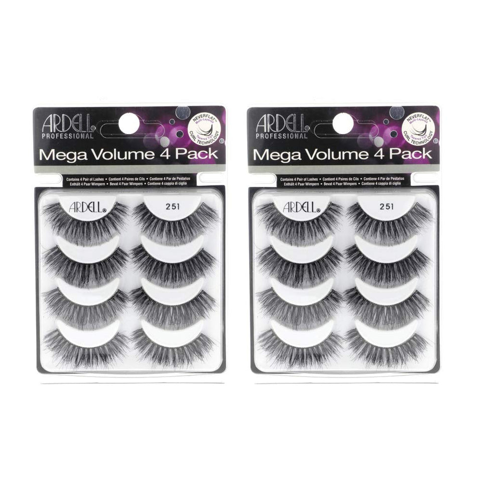 Ardell Mega Volume 251 lashes on a full-strip for dramatic, eye-brightening definition.