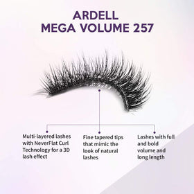 Ardell Mega Volume Lash 257 clear band on lash for natural look.
