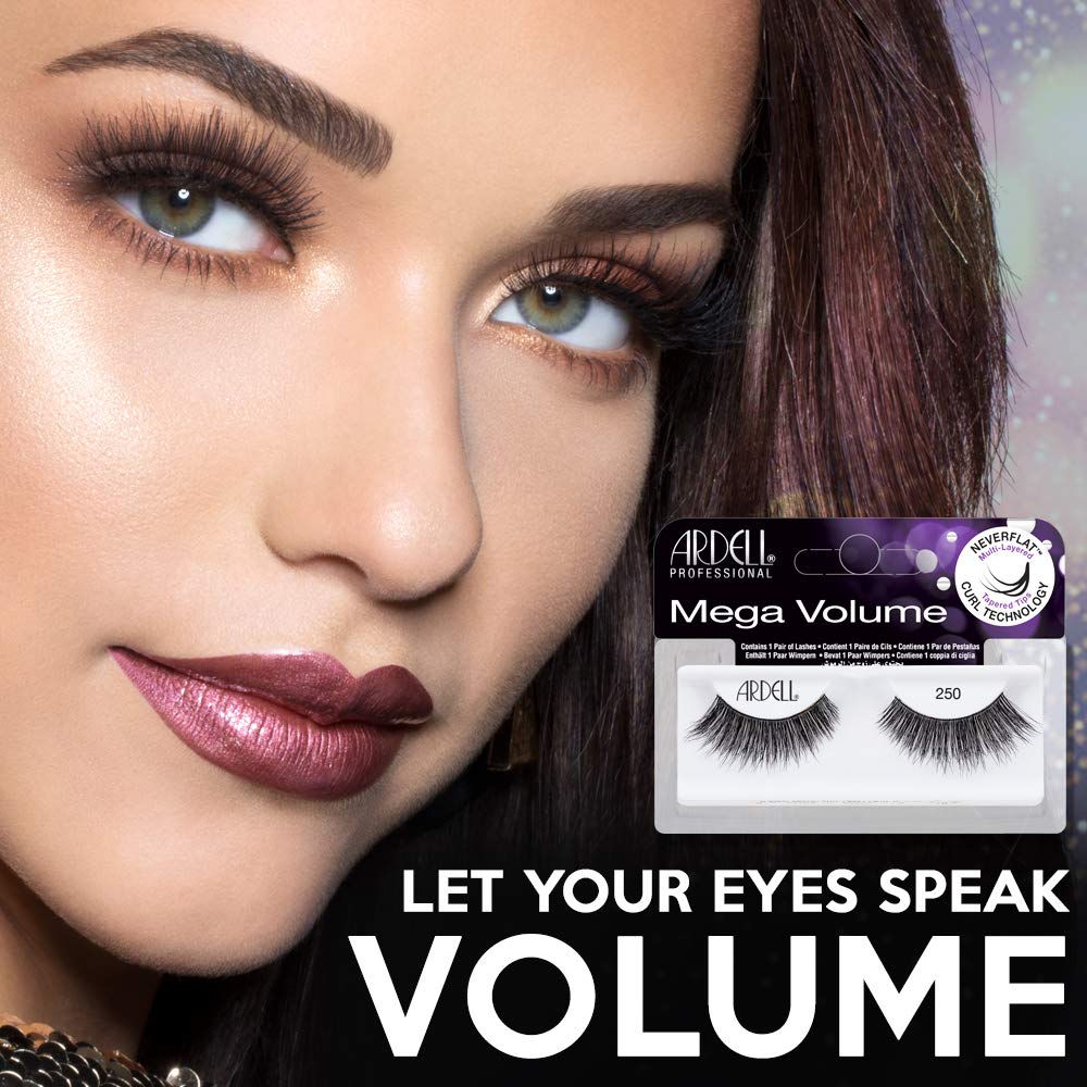 Ardell Mega Volume Lashes 250 dramatic-look closeup for bold, glamorous eyes.