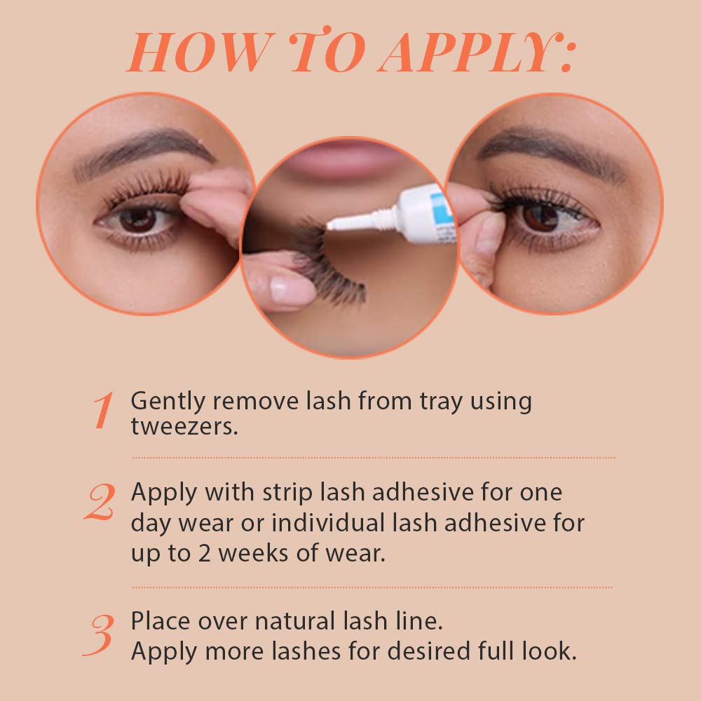 Ardell Naked 423 application guide image for easy 3-step prep.