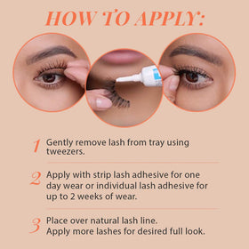 Ardell Naked 423 application guide image for easy 3-step prep.