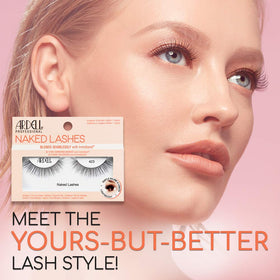 Ardell Naked 423 lash-strip highlights outer-edge flare for eye opening.