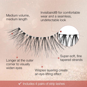 Ardell Naked Lashes 422 Invisiband applied for subtle enhancement