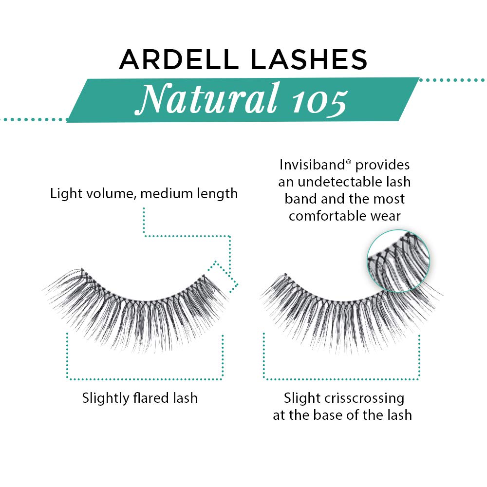 Ardell Natural Lashes 105 close-up reveals soft fibers and natural curve.