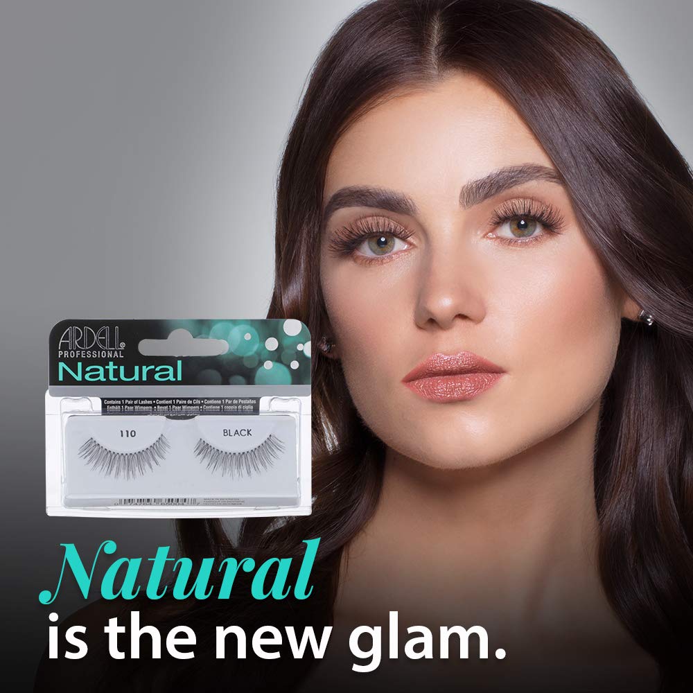 Ardell Natural Lashes 110 Black rounded lash shape brightens eyes for everyday glow