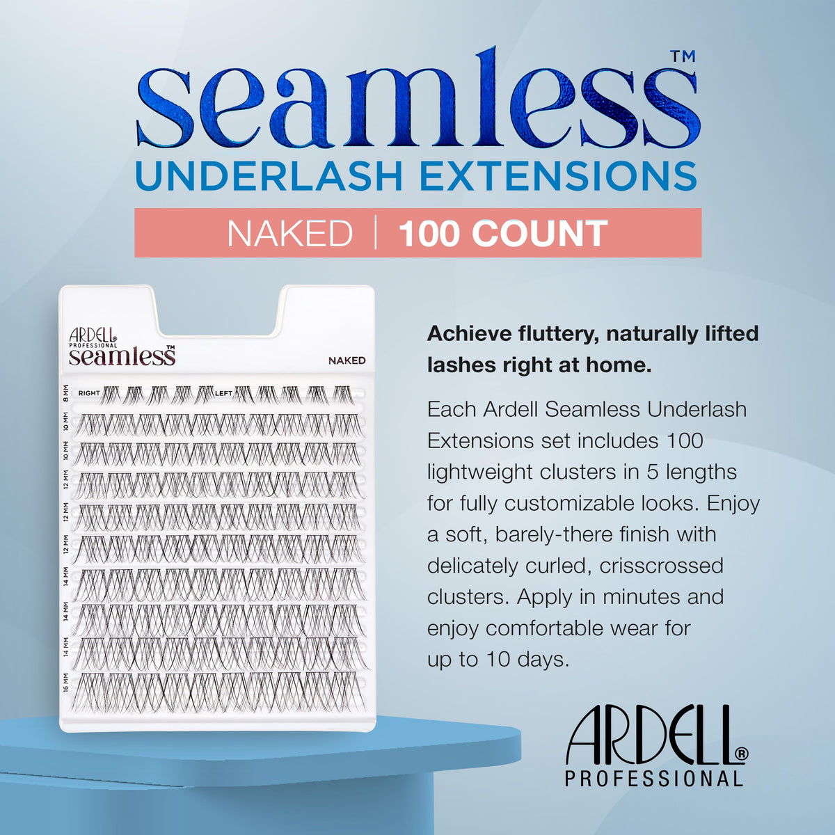 Ardell Seamless Underlash Extensions in 8-16mm lengths offer customizable looks.