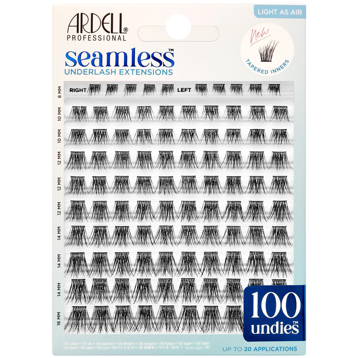 Ardell Seamless Underlash Extensions application demonstrates a seamless, natural lift.