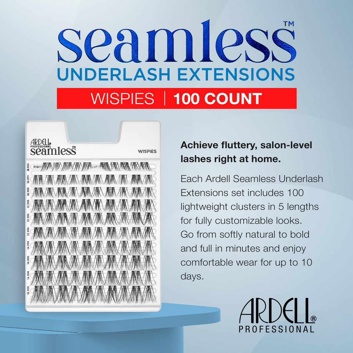 Ardell Seamless Underlash Extensions Wispies 8mm length for natural daytime look