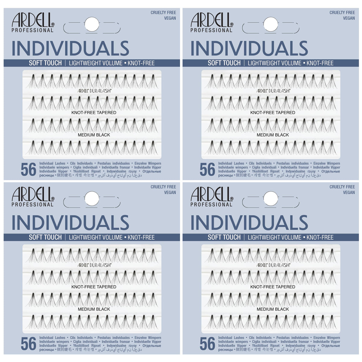 Ardell Soft Touch knot-free lash clusters for a natural blend.