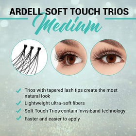 Ardell Soft Touch Trios Medium Black in-eye close-up shows natural-length lashes.