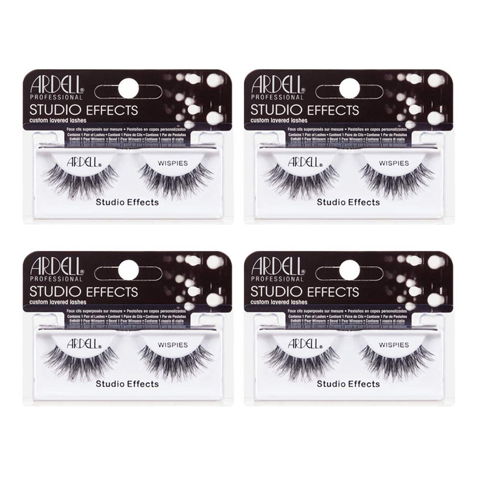 Ardell Studio Effects Wispies 4-pack on tray, ready to wear for instant glam