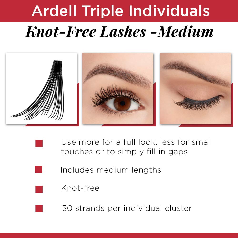 Weightless, curved Ardell lash clusters enhance eye openness and brightness