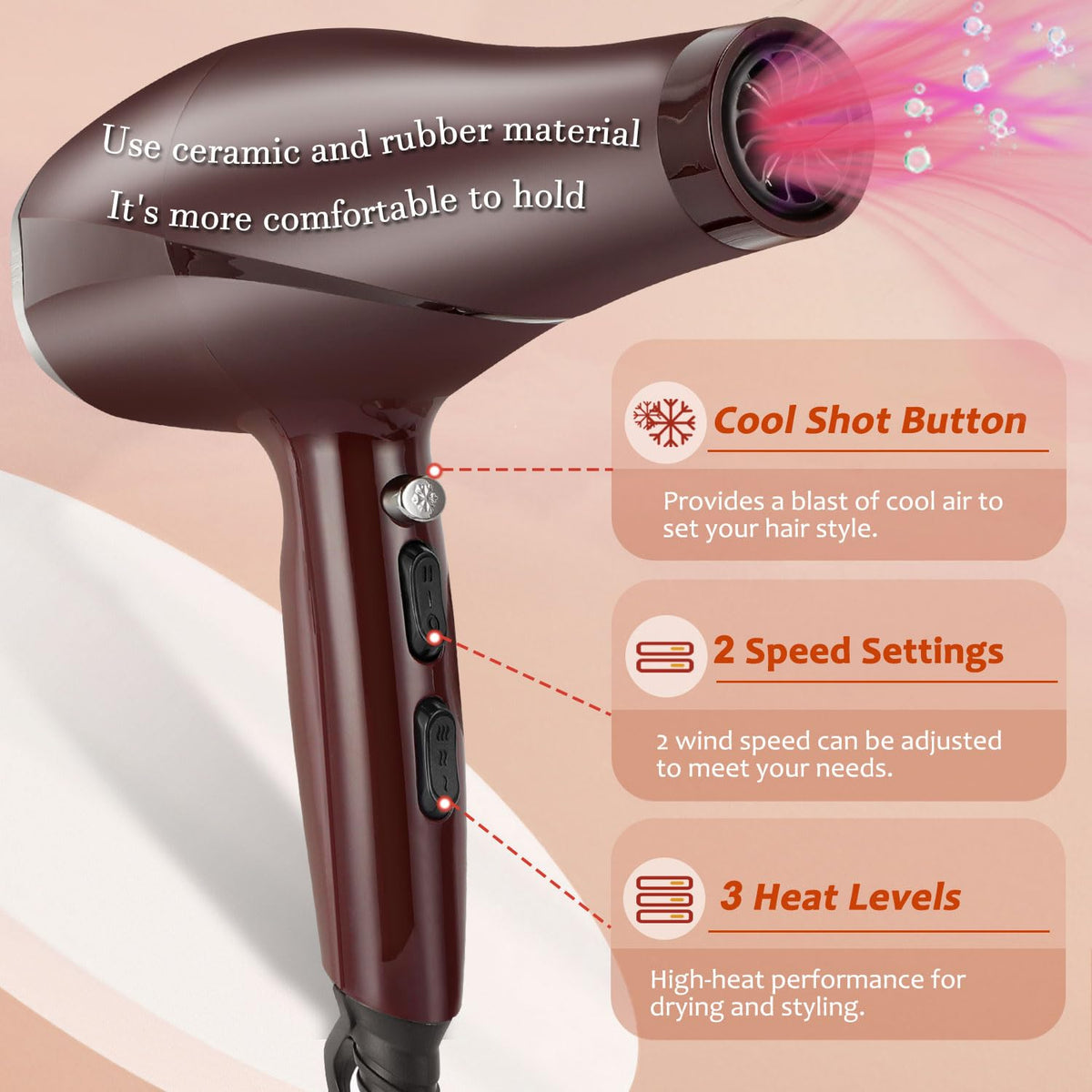 ARDIRO 8.2ft power cord supports flexible use at home or salon