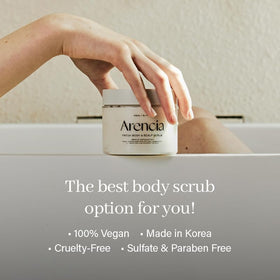 Arencia Green label jar emphasizes vegan ingredients and clean Korean formulation.