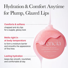 Arencia honey-collagen close-up emphasizes nourishing blend for lasting moisture.