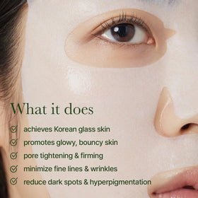 ARENCIA Hyssop Glow Sheet Mask close-up shows silky sheet and nourishing ingredients.
