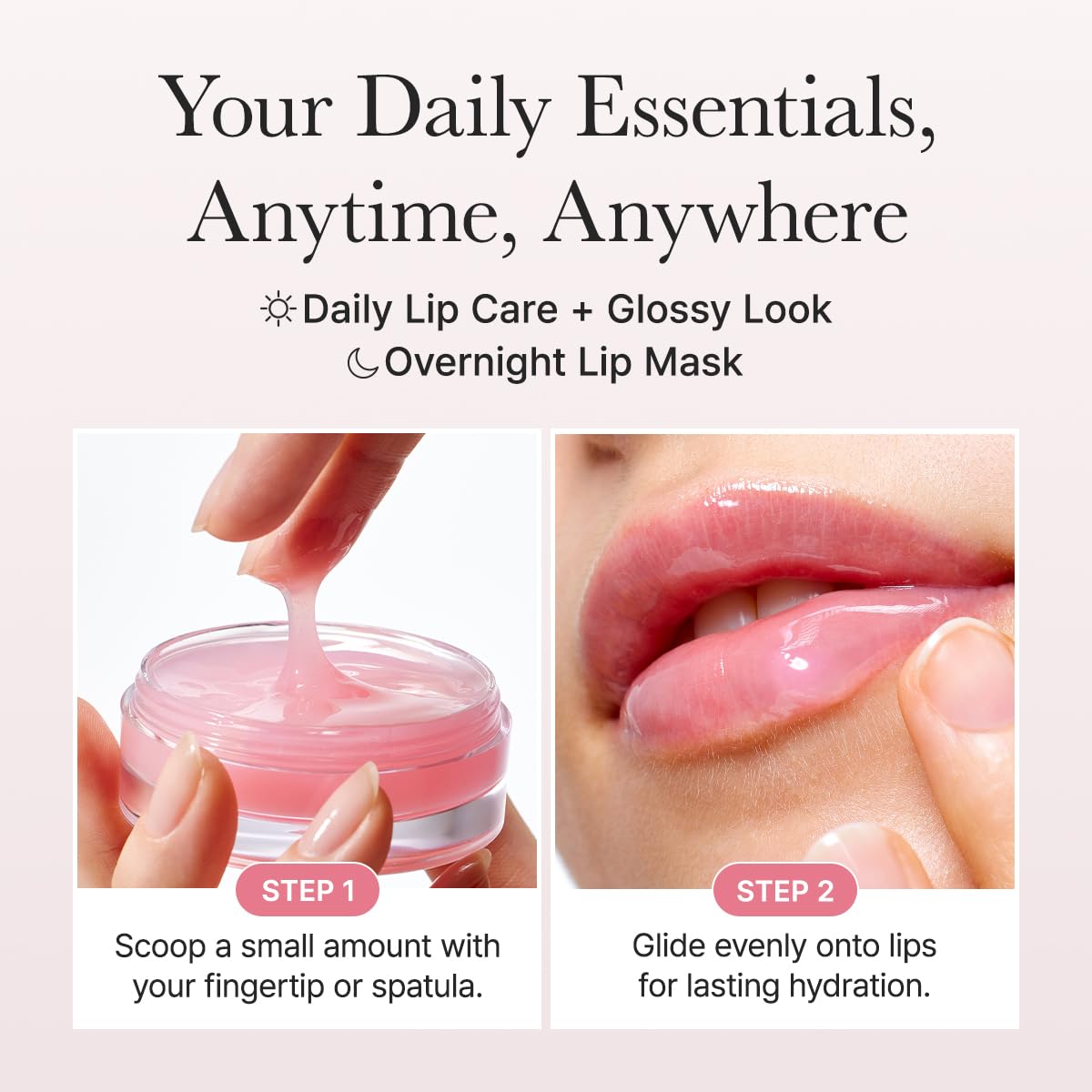 Arencia lip mask jar close-up packaging detail highlights easy application.